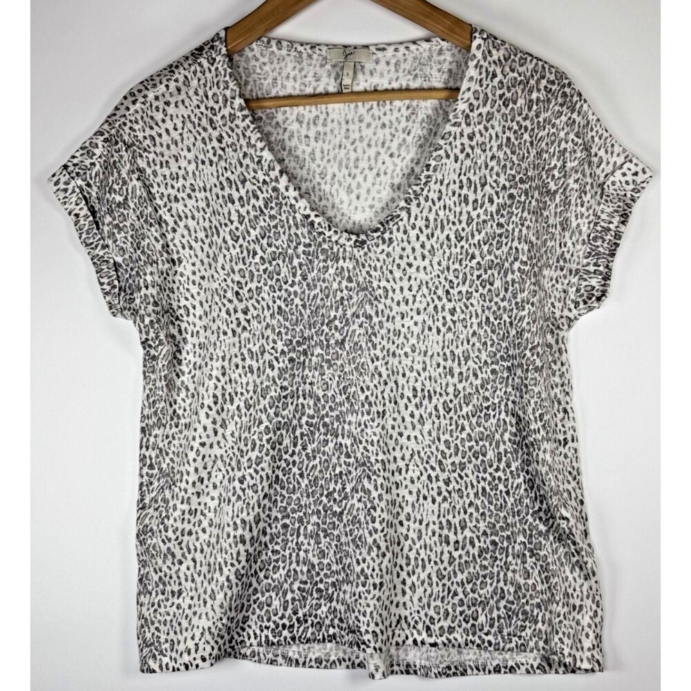 Joie Shirt Womens Small Animal Print Linen‎ Short Sleeve Lightweight Top Blouse
